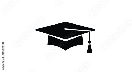 Graduation cap icon, mortarboard symbol, academic hat vector illustration for education, university, college, school, degree, diploma, commencement, and graduation celebration concepts