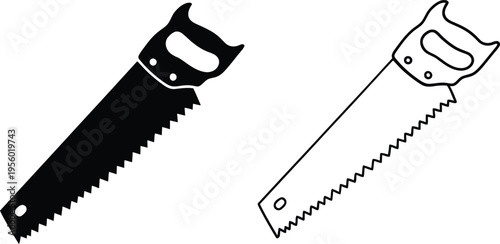 Saw hand saws black and white Vector