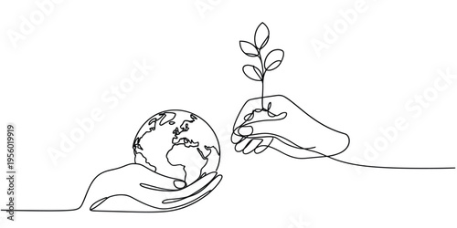 Hands cradling earth and a seedling a symbol of environmental care