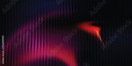 Dark grainy magenta and red neon wave on vertical lines abstract background, moody futuristic wallpaper for music, tech and nightlife design