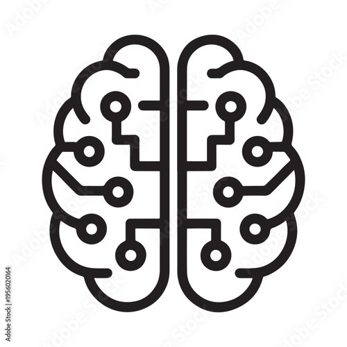 A stylized human brain illustration incorporating digital circuitry elements
