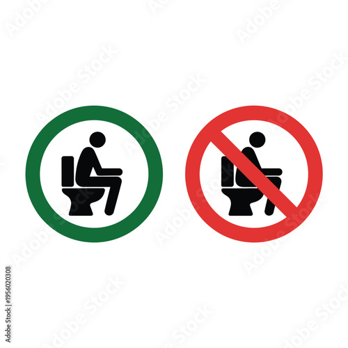 Toilet access indication allowed and prohibited shown with clear symbols