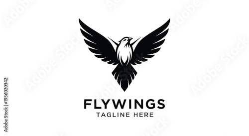 Minimalist eagle logo design, stylized bird with spread wings, vector illustration for sports team, aviation company, or outdoor brand identity
