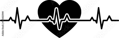 heartbeat ekg on white background for web and graphic design
