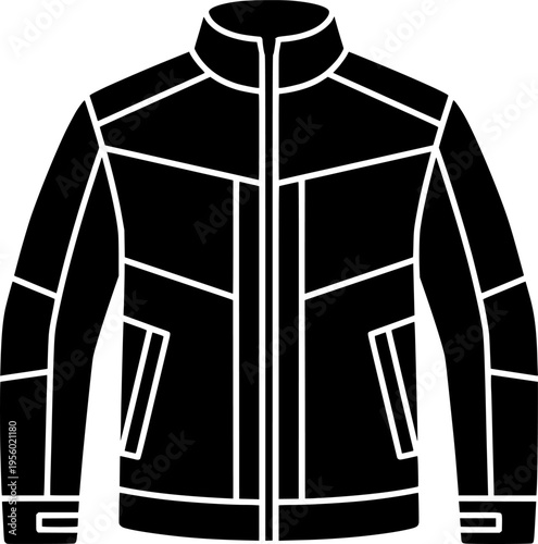 quilted jacket silhouette fashion on transparent background for web and graphic design
