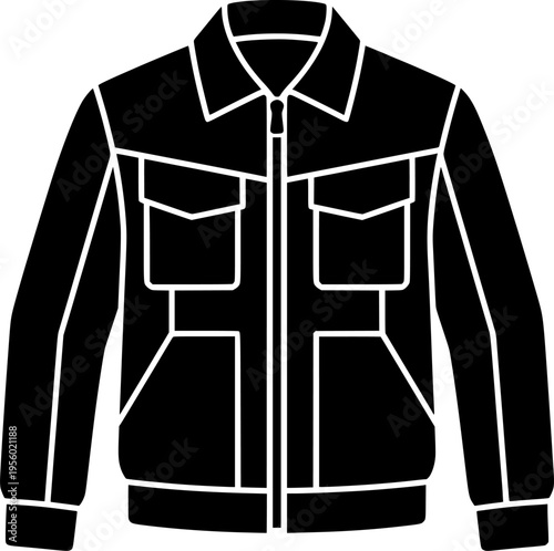 quilted jacket silhouette fashion on transparent background for web and graphic design
