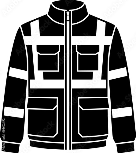 quilted jacket silhouette fashion on transparent background for web and graphic design
