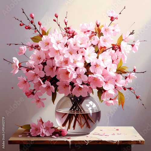 Still life of delicate pink flowers