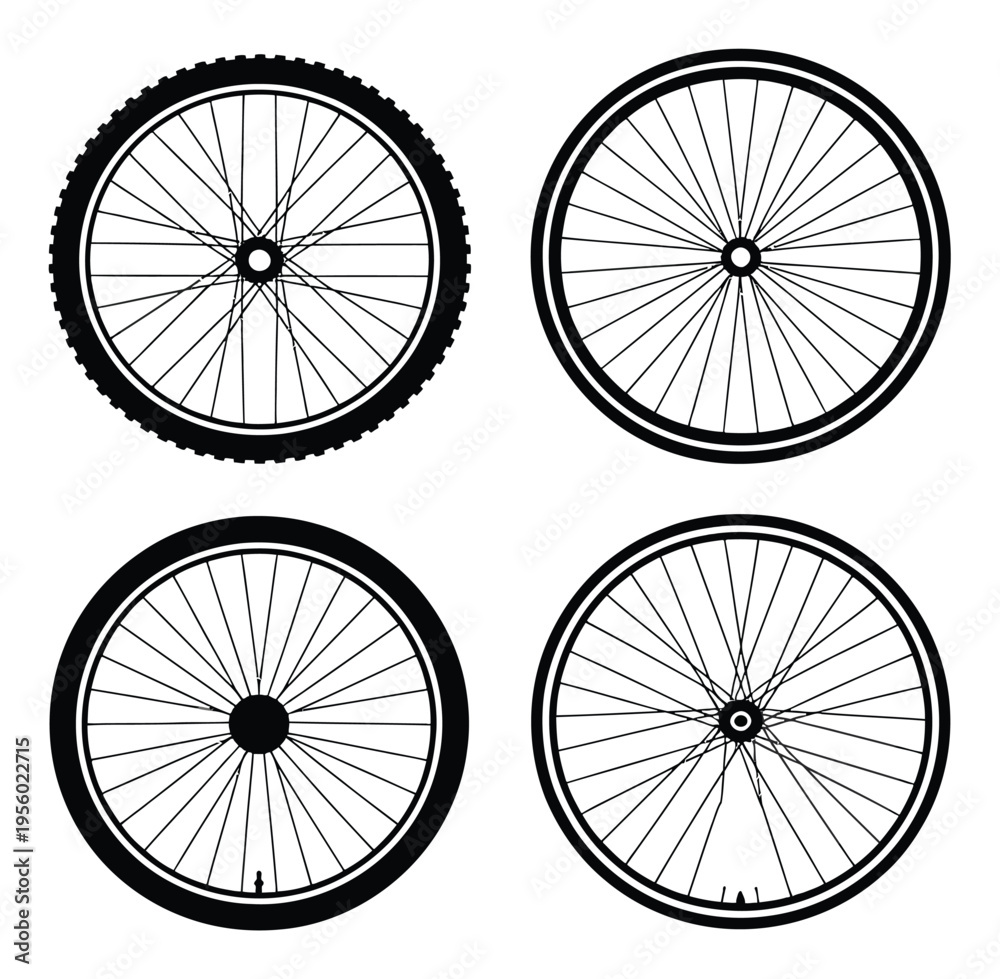 Fototapeta premium Bicycle Wheels Vector Illustration