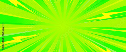 Schilderij op canvas Vibrant Pop-Art Comic Style Flash Sale Banner on Green Sunburst Background with