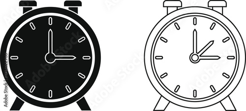 Black and white alarm clocks Vector
