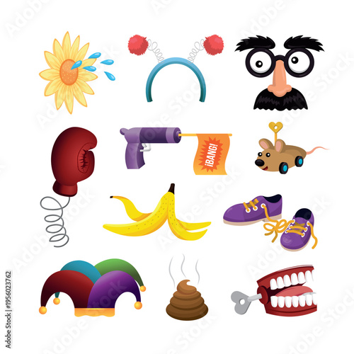 April Fools Day Prank Icons Vector