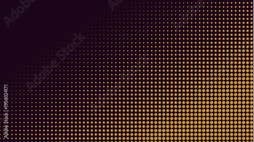 Golden Dotted Halftone Pattern on Dark Purple Background