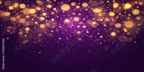Sparkling bokeh lights in the deep violet background, creating a mesmerizing visual display. 