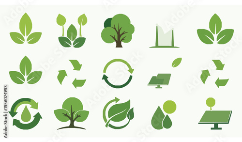Eco Green Expo Icon Collection Environmental Sustainability Vector Design