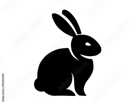 black silhouette of a rabbit, vector illustration, icon isolated on a white background
