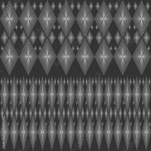 Monochromatic Geometric Diamond Pattern with Traditional Textile Aesthetic I Drew This By Myself It’s Not AI Generated Vector