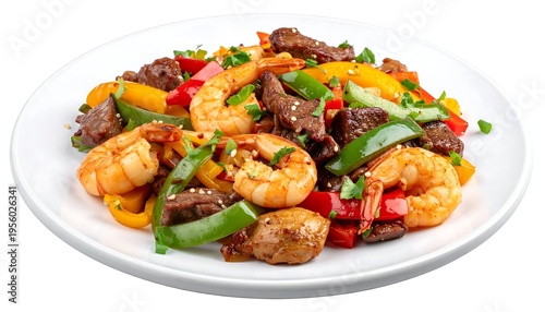 Stir-fried protein and peppers
