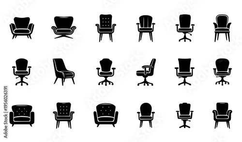 Chair Icon Vector Collection High Quality Black Silhouette Logo and Sign Symbols