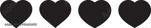 黒いハートアイコンセット　ベクター　　A set of simple black heart icons.
