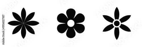 Flower icons nature floral design simple outline vector