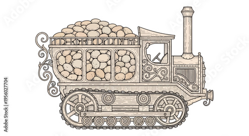 Vintage Steam Train Locomotive Machine.