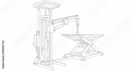 Industrial robotic arm machine assembly.