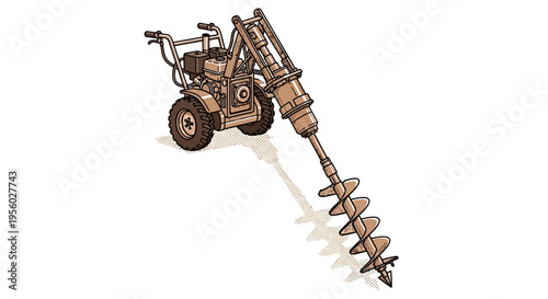 Auger drilling machine with spiral bit.