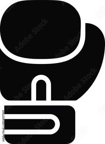 Black boxing glove icon flat vector illustration for sports fitness training gym branding and martial arts competition concept