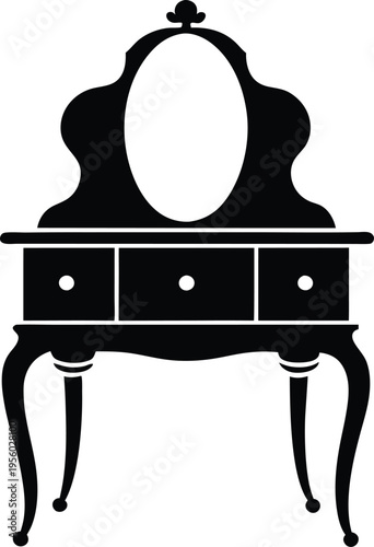 Vanity table silhouette vector illustration 