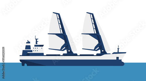 Sustainable maritime transport concept with wind assisted propulsion cargo ship