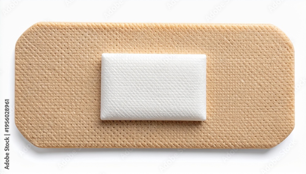 Obraz premium Close-up of adhesive bandage on white background