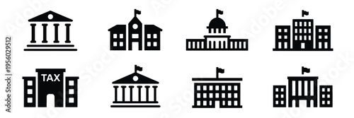Government building icons capitol architecture civic administration vector design