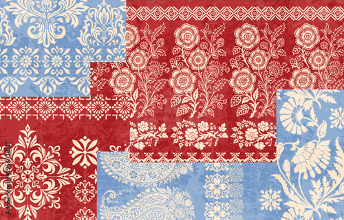 Motifs Ikat floral paisley embroidery floral. ikat ethnic Saree Sarong oriental pattern traditional.Ikat embroidery style abstract embroidery design for texture,fabric,clothing,wrapping,decoration