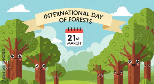 Vector illustration set for International Day of Forests