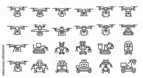 Various Industrial Robots and Machines.
