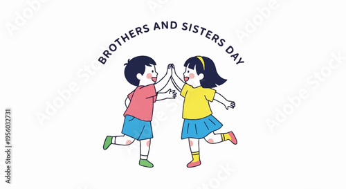 Vector illustration of siblings for Brothers and Sisters Day