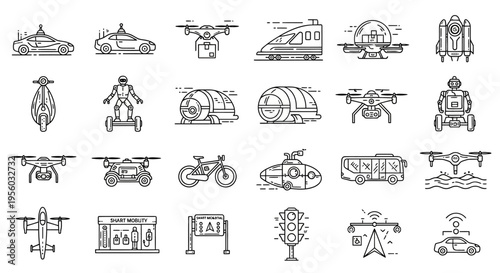 Various types of vehicle icons.