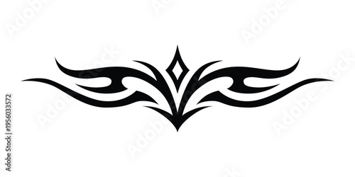 tribal tattoo for lower back, shoulder or chest. Vector frame border pattern ornament decor black on white background