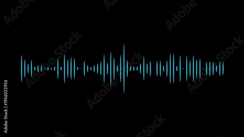 sound waves animation on black background. line audio wave visualization on a transparent background,  Sound waves on transparent background with alpha channel 4k.