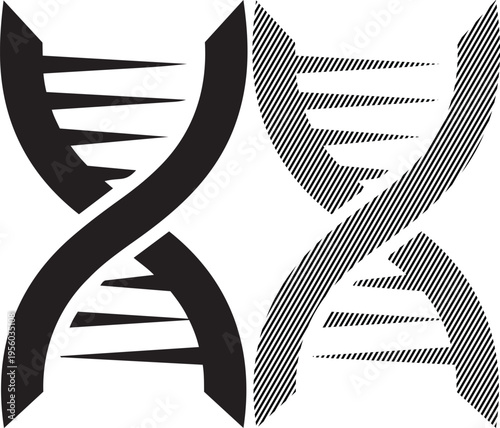 Depiction of a double helix structure and a ladder-like molecular diagram side by side.
