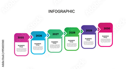 Modern gradient step timeline infographic with clean corporate workflow and professional layout design