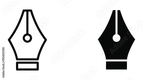 black and white fountain pen nibs vector illustration