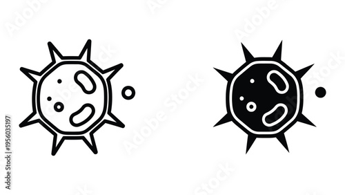 virus cells, black and white, vector illustration