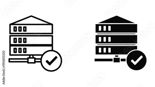 validated buildings with checkmarks vector illustration