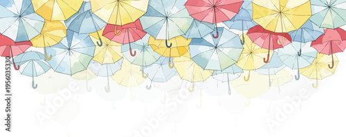 Umbrella seamless pattern colorful vibrant repeat texture rainy day background