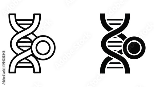 DNA double helix structure vector illustration with black and white design