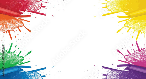 Splash border colorful artistic frame dynamic ink splatter creative background