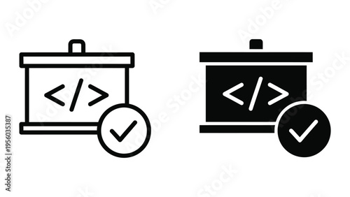 validated coding symbols on screens vector illustration