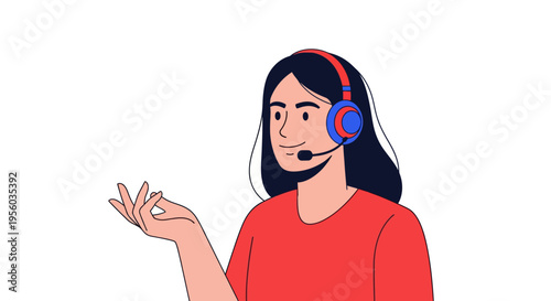 Female customer service representative wearing headset illustration